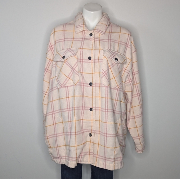 HFX Pink Orange Button Up Fleece Long Sleeve Top XL - Picture 1 of 9